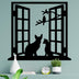 Decoratiune de perete Metal Cat In The Window, Negru, 0.15x92x100 cm, SKU 891TNL1989