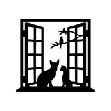 Decoratiune de perete Metal Cat In The Window, Negru, 0x92x100 cm