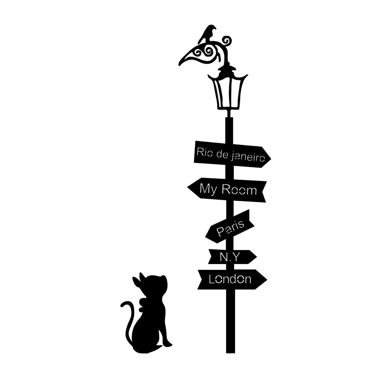 Decoratiune de perete Metal Where To Go ?, Negru, 25x1.5x39 cm