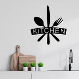 Decoratiune de perete Metal Kitchen, Negru, 2x66x68 cm