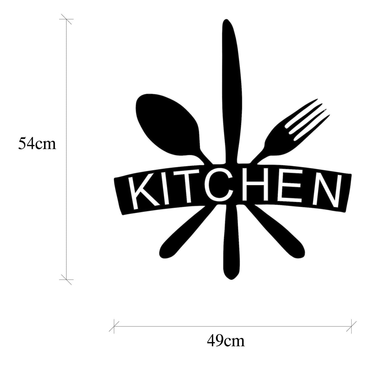 Decoratiune de perete Metal Kitchen, Negru, 2x66x68 cm