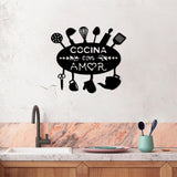 Decoratiune de perete Metal Cocina Con Amor, Negru, 2x43x49 cm
