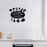 Decoratiune de perete Metal Cocina Con Amor, Negru, 2x43x49 cm