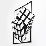 Decoratiune de perete Metal Rubik's Cube, Negru, 69x1x64 cm