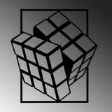 Decoratiune de perete Metal Rubik's Cube, Negru, 69x1x64 cm