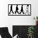Decoratiune de perete Metal The Beatles, Negru, 39x1x80 cm