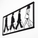 Decoratiune de perete Metal The Beatles, Negru, 39x1x80 cm