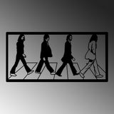 Decoratiune de perete Metal The Beatles, Negru, 39x1x80 cm