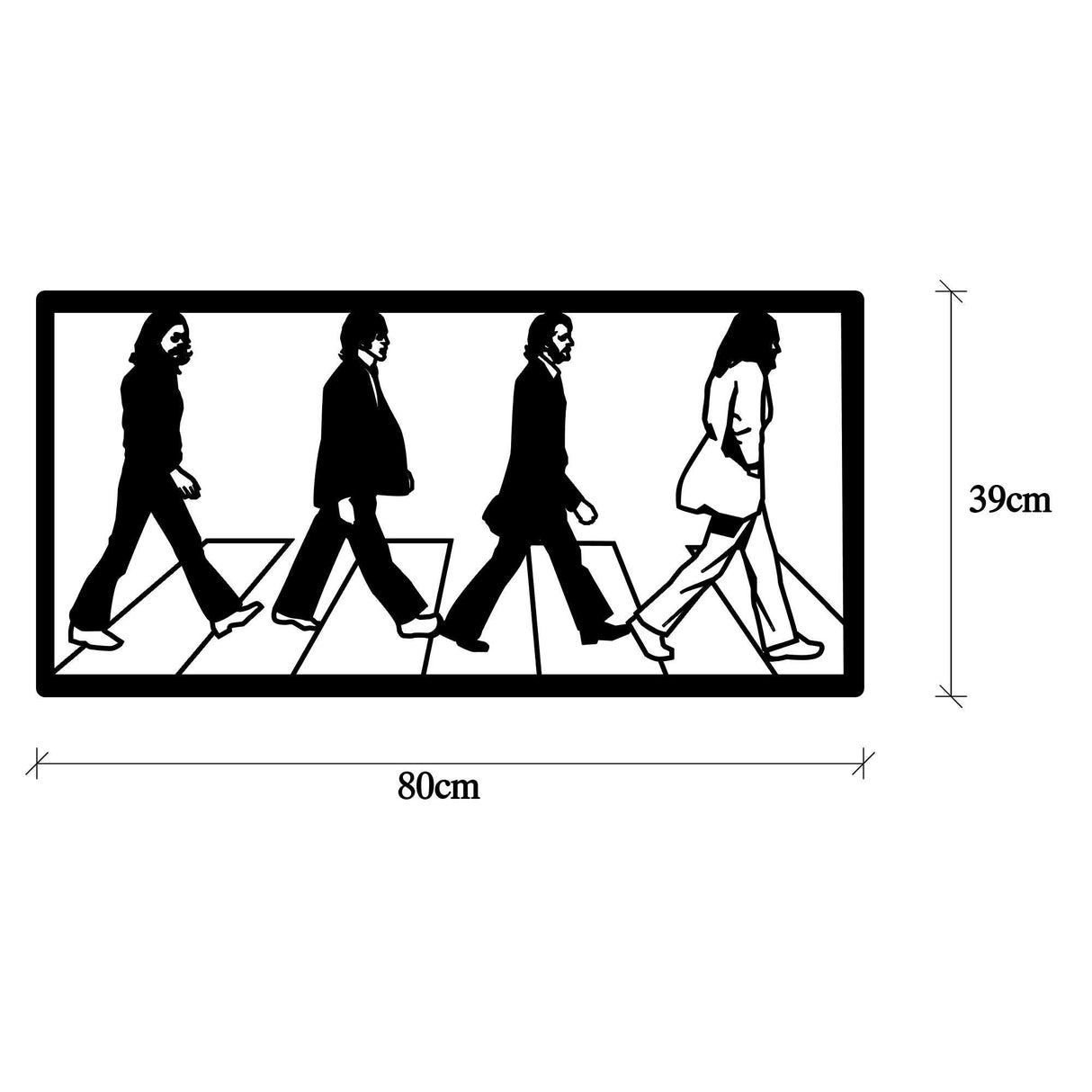 Decoratiune de perete Metal The Beatles, Negru, 39x1x80 cm