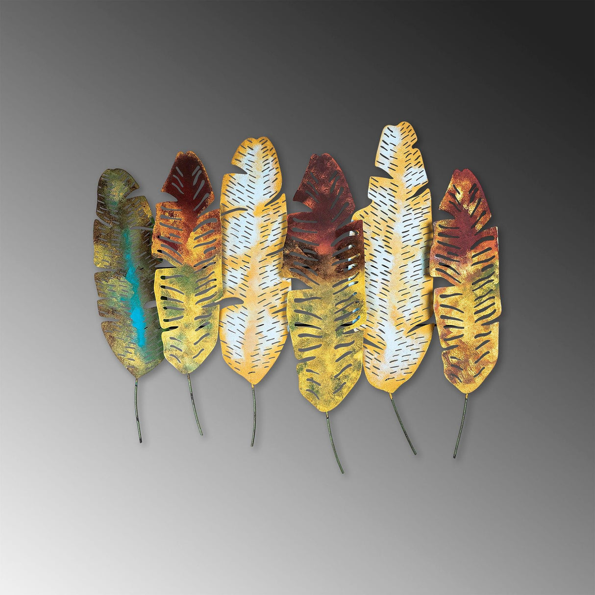 Decoratiune de perete Metal Leaves v11, Multicolor, 88x1x107 cm