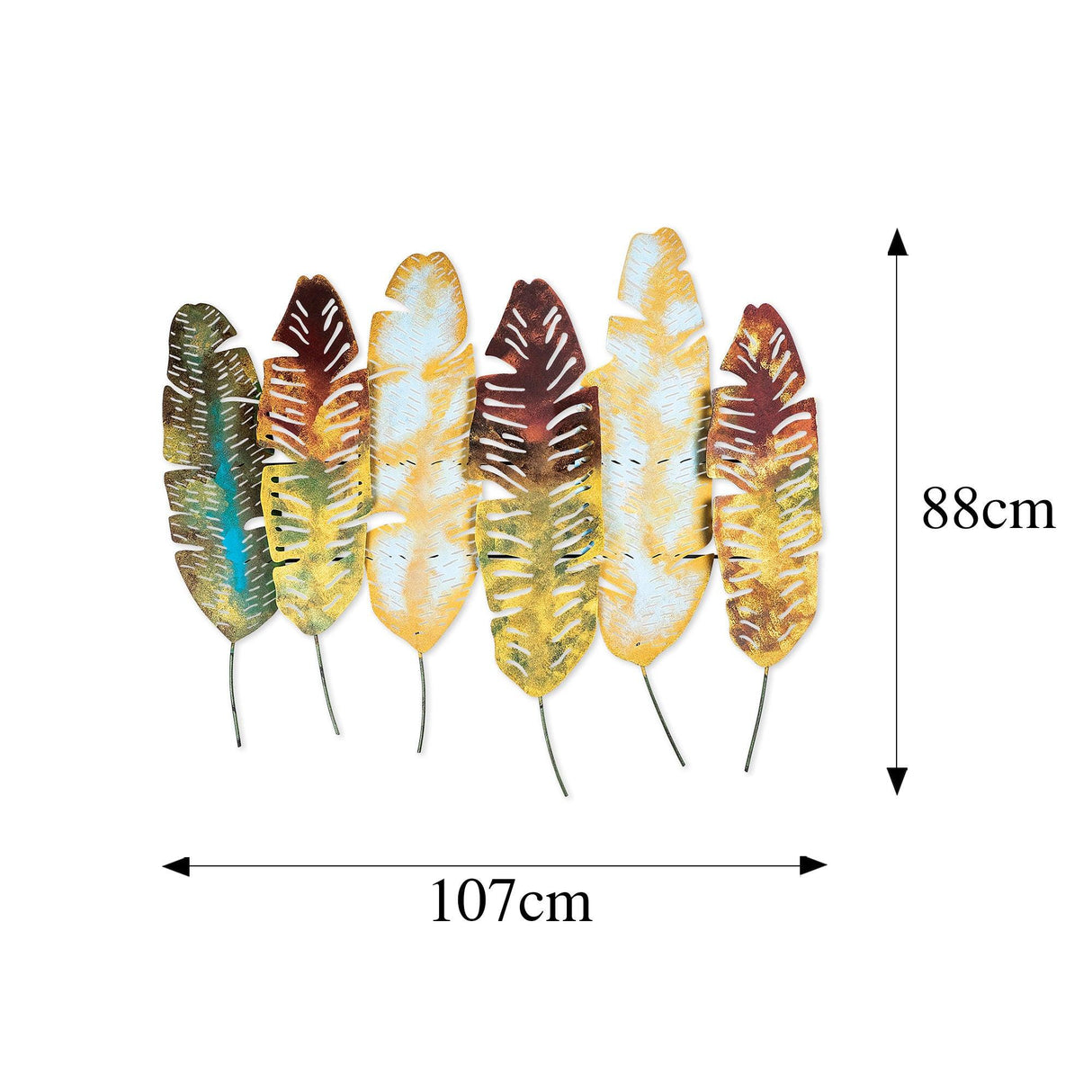 Decoratiune de perete Metal Leaves v11, Multicolor, 88x1x107 cm