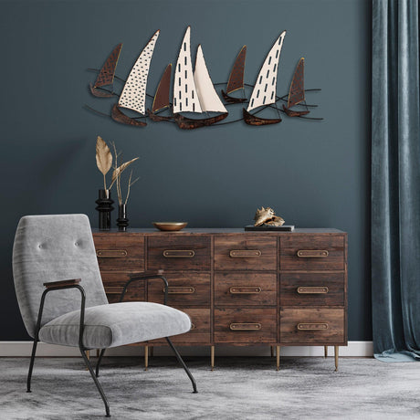 Decoratiune de perete Metal Uskuna, Multicolor, 52x1x123 cm