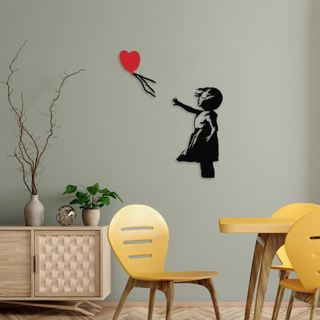 Decoratiune de perete Metal Banksy - 13, Negru, 85x1x105 cm