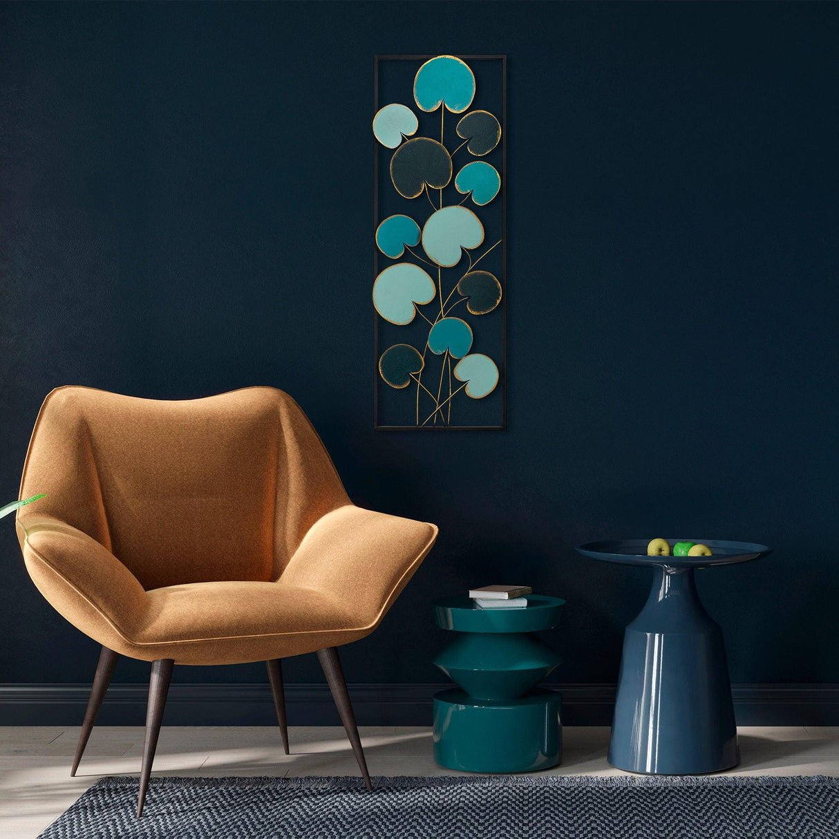 Decoratiune de perete Metal Catalpa, Multicolor, 90x1x32 cm