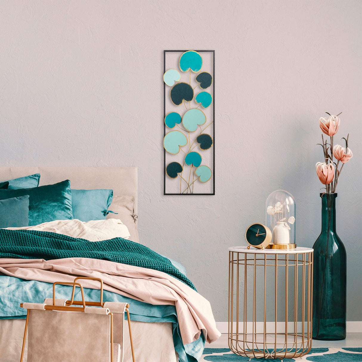 Decoratiune de perete Metal Catalpa, Multicolor, 90x1x32 cm