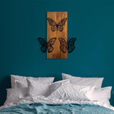 Decoratiune de perete lemn Butterflies wooden deco, Nuc, 47x58x3 cm