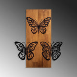 Decoratiune de perete lemn Butterflies wooden deco, Nuc, 47x58x3 cm