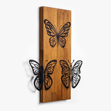 Decoratiune de perete lemn Butterflies wooden deco, Nuc, 47x58x3 cm
