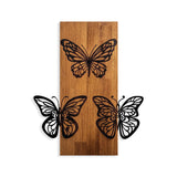 Decoratiune de perete lemn Butterflies wooden deco, Nuc, 47x58x3 cm