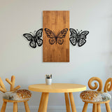 Decorațiune de perete din lemn Butterflies 2, Nuc - Negru, 74x58x3 cm