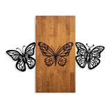 Decorațiune de perete din lemn Butterflies 2, Nuc - Negru, 74x58x3 cm