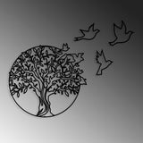 Decoratiune de perete Metal Tree And Birds_3, Negru, 56x1x61 cm - Negru, SKU 891TNL2353