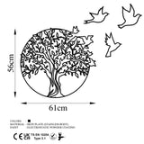 Decoratiune de perete Metal Tree And Birds_3, Negru, 56x1x61 cm - Negru, SKU 891TNL2353