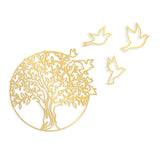 Decoratiune de perete Metal Tree And Birds_3, Negru, 56x1x61 cm - Auriu, SKU 891TNL2353