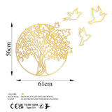 Decoratiune de perete Metal Tree And Birds_3, Negru, 56x1x61 cm - Auriu, SKU 891TNL2353