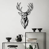 Accesoriu metal decorativ de perete Red Deer 2, Negru, 42x70x0.15 cm