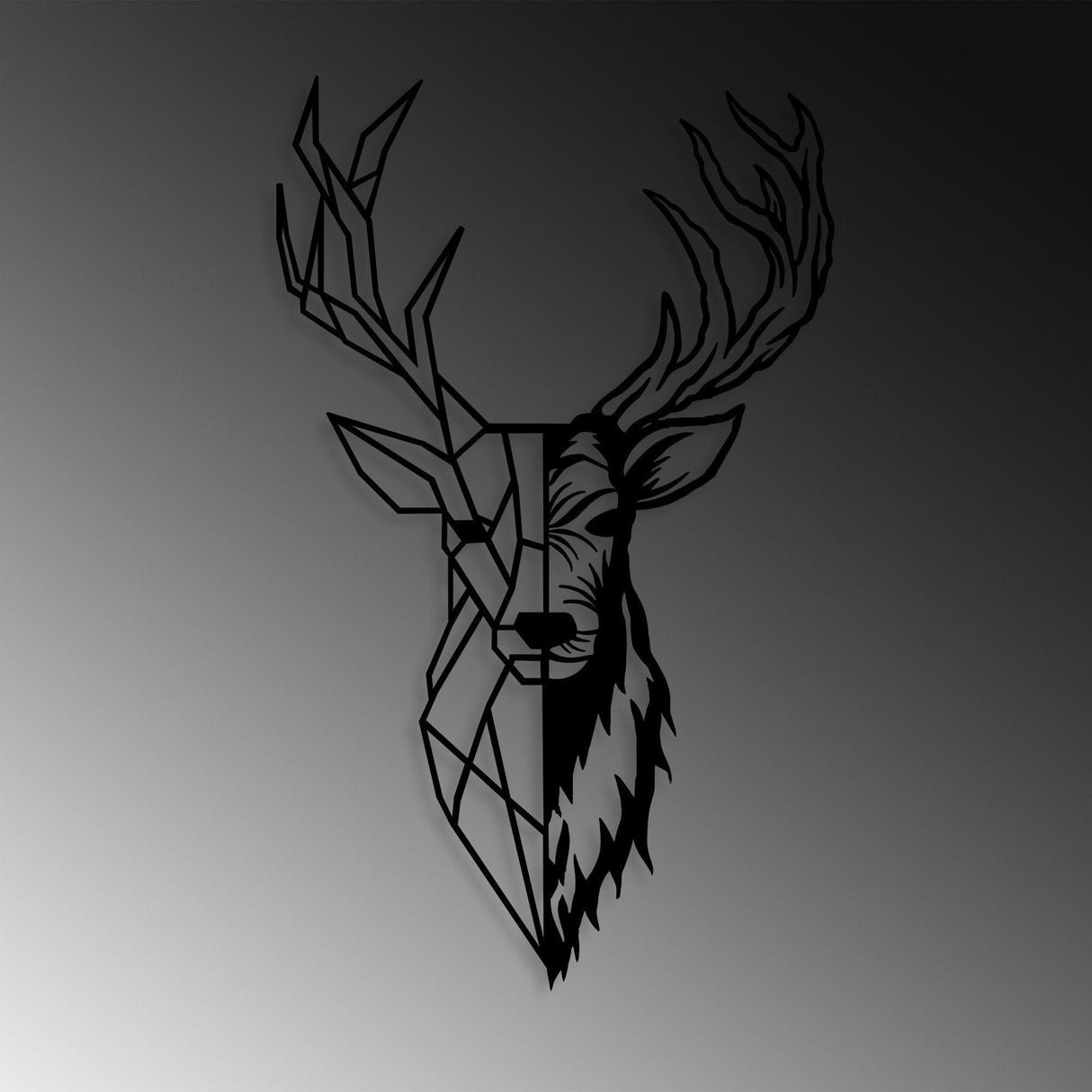 Accesoriu metal decorativ de perete Red Deer 2, Negru, 42x70x0.15 cm