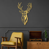 Decoratiune de perete Metal Red Deer 3, Aur, 70x1x42 cm
