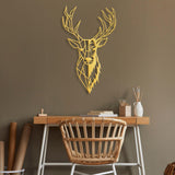 Decoratiune de perete Metal Red Deer 3, Aur, 70x1x42 cm