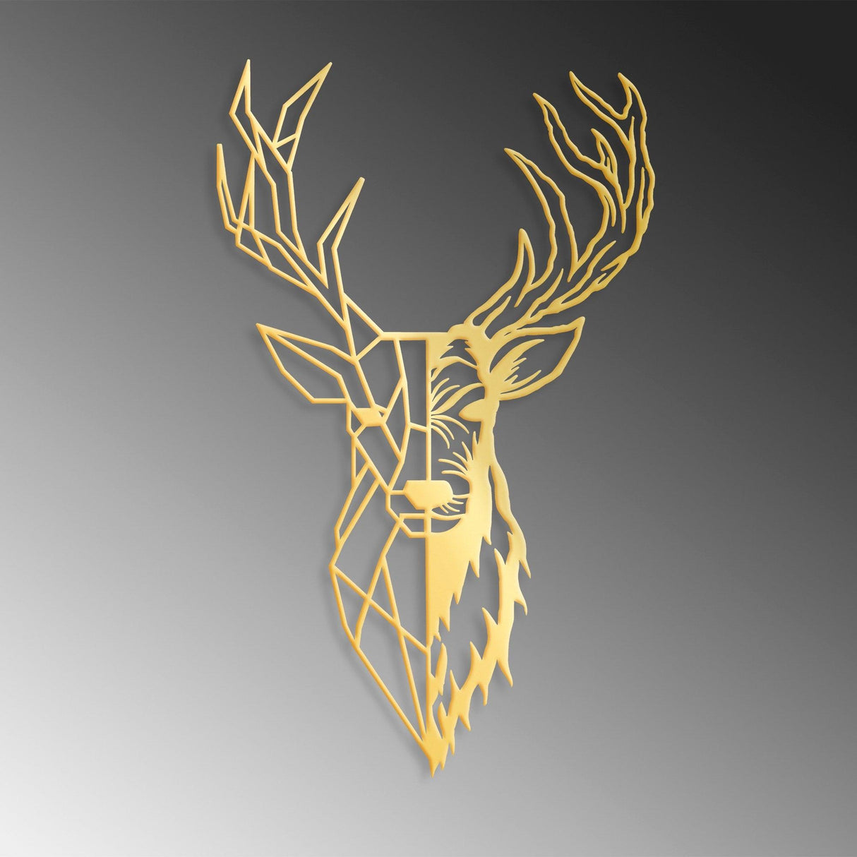 Decoratiune de perete Metal Red Deer 3, Aur, 70x1x42 cm