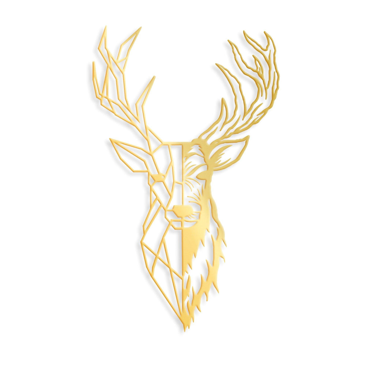 Decoratiune de perete Metal Red Deer 3, Aur, 70x1x42 cm
