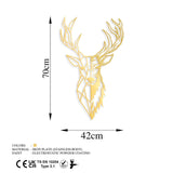Decoratiune de perete Metal Red Deer 3, Aur, 70x1x42 cm