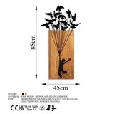 Decoratiune de perete lemn Flying Boy 1, Nuc, 86x3x45 cm