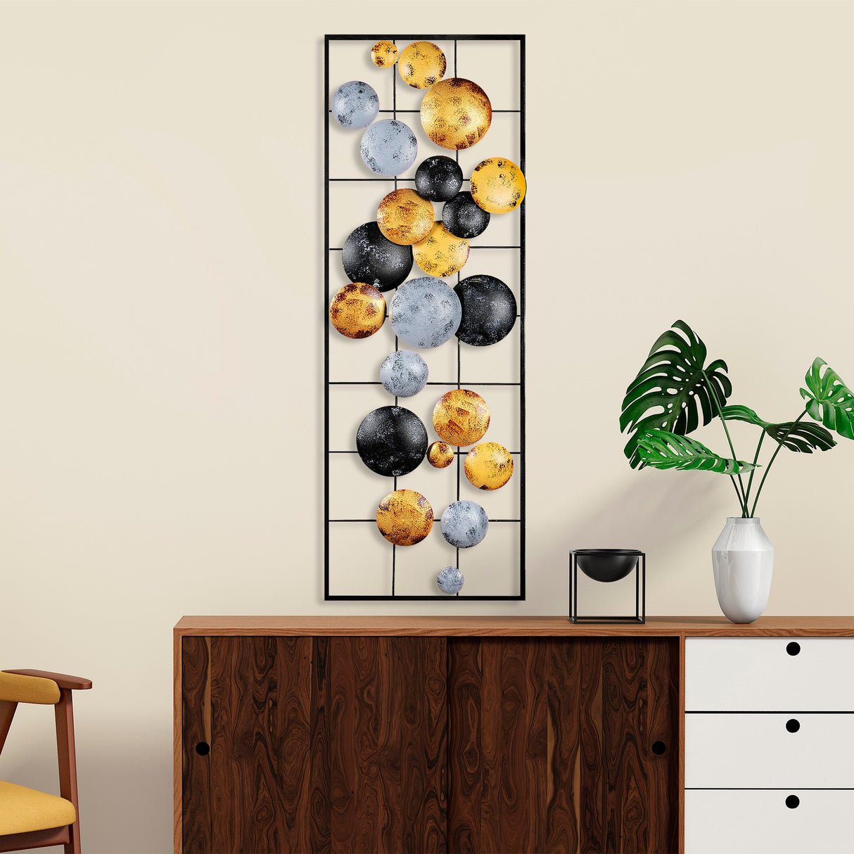 Decorațiune de perete din metal Camber - 7, Multicolor, 32x4x90 cm
