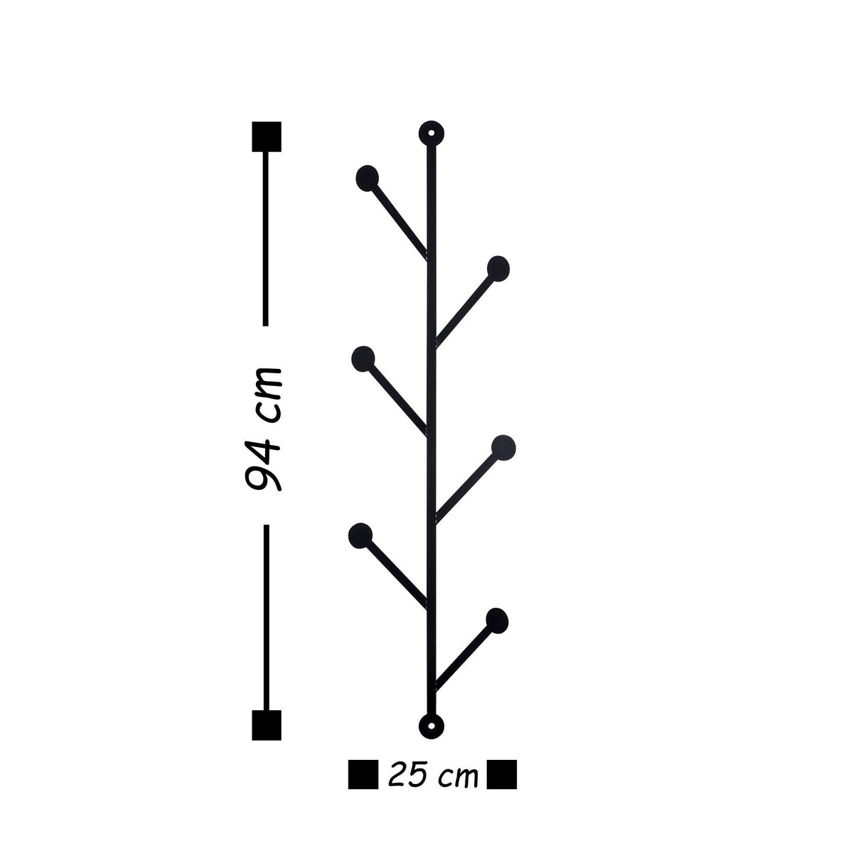 Cuier de hol metalic Rod 2, Negru, 94x1x25 cm