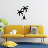 Decoratiune de perete Metal Palm 2 - 436, Negru, 70x1x63 cm