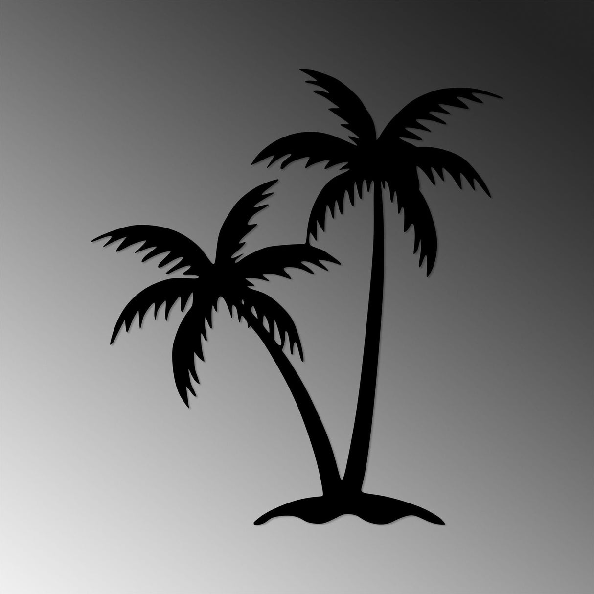 Decoratiune de perete Metal Palm 2 - 436, Negru, 70x1x63 cm