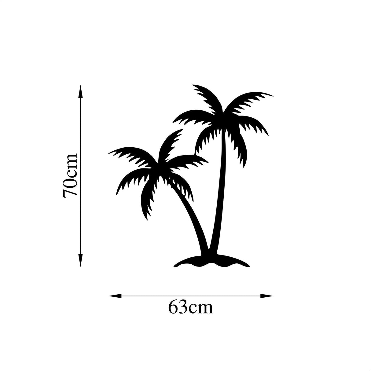 Decoratiune de perete Metal Palm 2 - 436, Negru, 70x1x63 cm