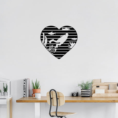 Decoratiune de perete Metal Diver - 445, Negru, 70x1x78 cm