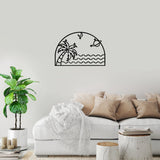 Decoratiune de perete Metal Palm Sea Moon - 451, Negru, 47x1x70 cm
