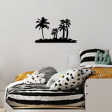 Decoratiune de perete Metal Palm Trees - 460, Negru, 42x1x70 cm