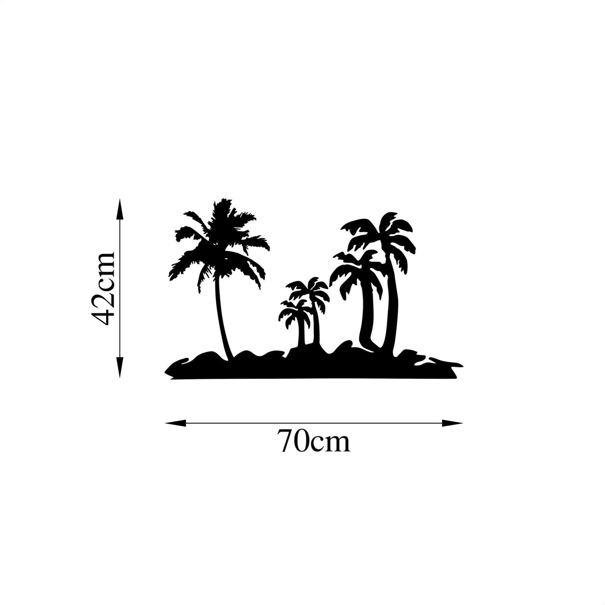 Decoratiune de perete Metal Palm Trees - 460, Negru, 42x1x70 cm