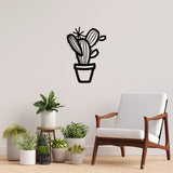 Decoratiune de perete Metal Cactus - 464, Negru, 70x1x49 cm