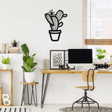 Decoratiune de perete Metal Cactus - 464, Negru, 70x1x49 cm