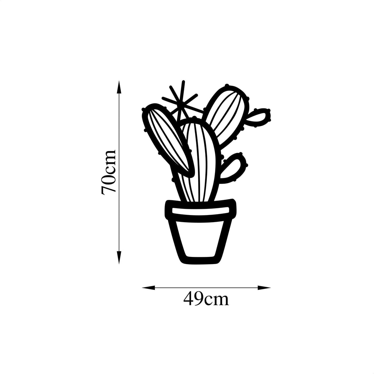 Decoratiune de perete Metal Cactus - 464, Negru, 70x1x49 cm