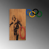 Decoratiune de perete lemn Banksy - 14, Nuc, 60x3x58 cm
